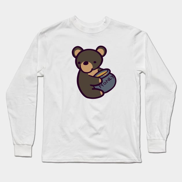 Cute Cartoon Bear with Honey Long Sleeve T-Shirt by ThumboArtBumbo